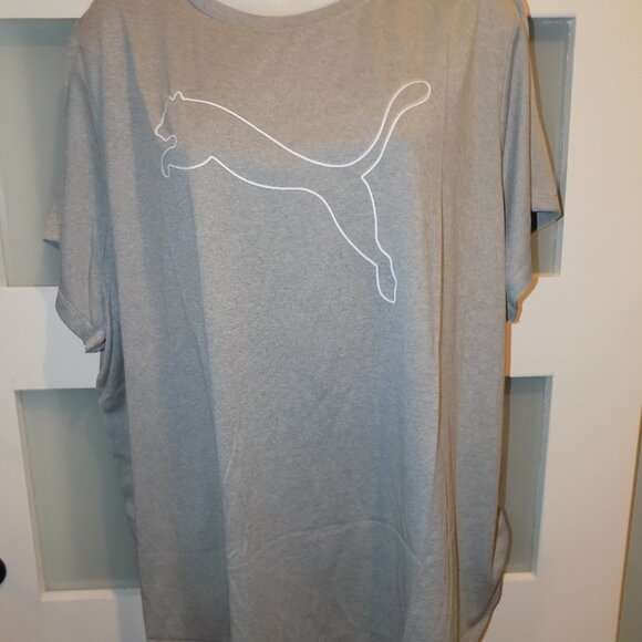 Puma Heathered Gray Dry Cell Moisture Management Logo Crew Neck SS Shirt Size 3X - Picture 2 of 3